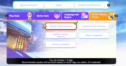 Pokemon UNITE - Joining Squads via Tags