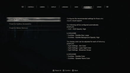 Resident Evil 4 Remake - Switch Between Accessibility Presets