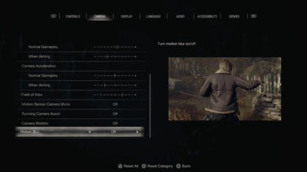 Resident Evil 4 Remake - Disable Camera Wobble and Motion Blur