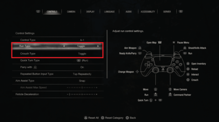 Resident Evil 4 Remake - Tweak Run and Crouch Type to Your Preference