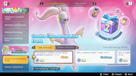 Pokemon UNITE - Goodra Commemorative Event Daily Missions