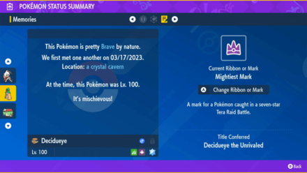 Pokemon Scarlet and Violet SV - Decidueye with Mightiest Mark