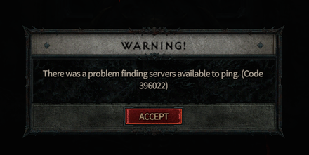 Diablo 4 - Error Code 396022