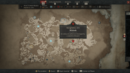 Diablo 4 - Malnok Fractured Peaks  Map