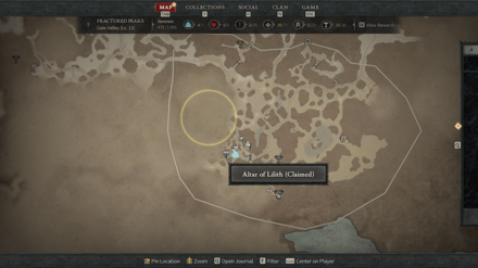 Diablo 4 - Altar of Lilith #23 Fractured Peaks Gale Valley Map