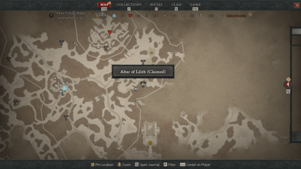 Diablo 4 - Altar of Lilith #12 Fractured Peaks Sarkova Pass Map