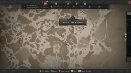 Diablo 4 - Altar of Lilith #15 Fractured Peaks Frigid Expanse Map