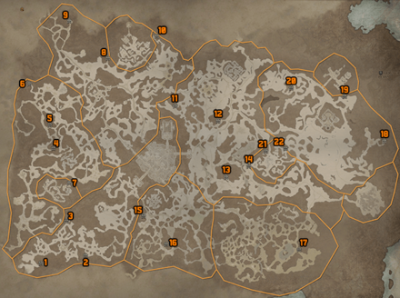 Diablo 4 - Fractured Peaks All Dungeon Locations Map