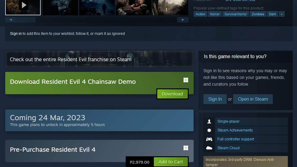 Resident Evil 4 Remake PC Release Time