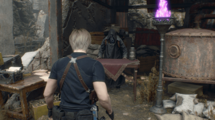 Resident Evil 4 Remake - Abandoned Factory Merchant In-Game