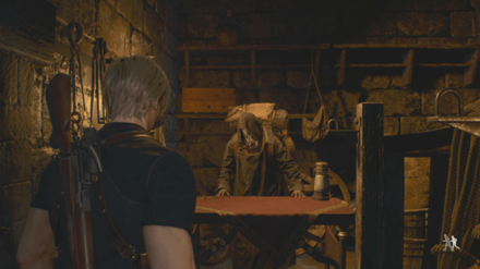 Resident Evil 4 Remake - Castle Entrance Merchant In-Game
