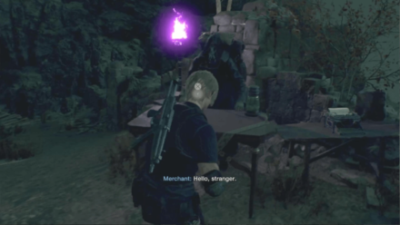 Resident Evil 4 Remake - Cliff Behind the Ruins Merchant In-Game