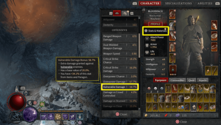 Vulnerable Damage Bonus Menu