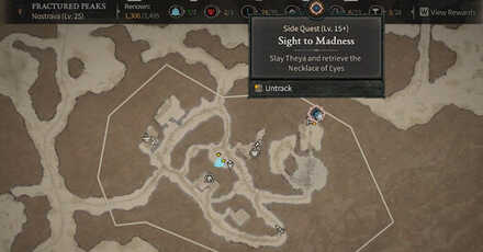 Sight to Madness Side Quest Map Location - Diablo 4