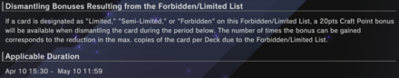 Master Duel - Dismantling Bonus for May 1st Banlist