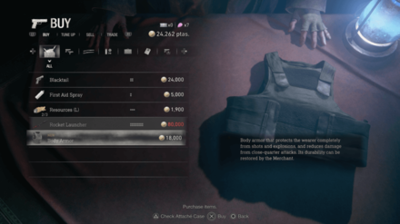 Resident Evil 4 Remake - Sold by the Merchant in Chapter 8 (Body Armor)