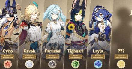 Genshin - Akademiya Extravaganza - Representatives of each Darshans-schools