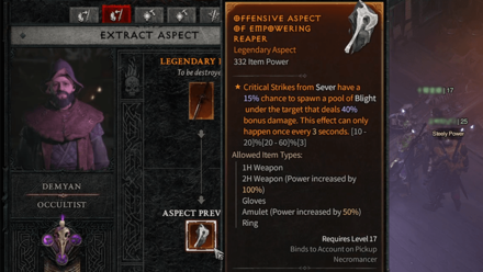 Diablo 4 - Occultist Aspect Extraction