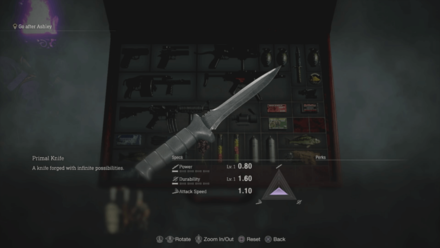 Resident Evil 4 Remake - Primal Knife in Inventory
