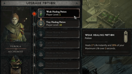 Diablo 4 - Alchemist Health Potion Upgrading
