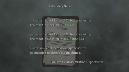 Laboratory Notice Resident Evil 4 Remake