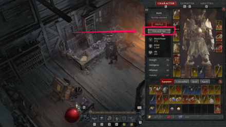 Diablo 4 - Open Character Panel