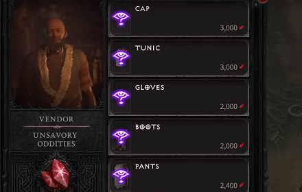 Diablo IV - Unsavory Oddities Vendor