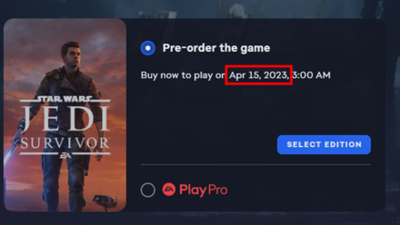 Jedi Survivor Date Error
