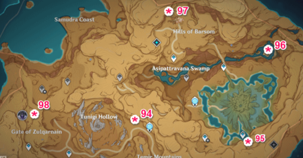 Genshin - Radiant Spincrystal Locations - Girdle of the Sands