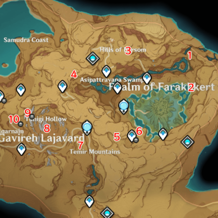 Genshin - 3.6 Girdle of the Sands Desert Remarkable Chest Locations Map