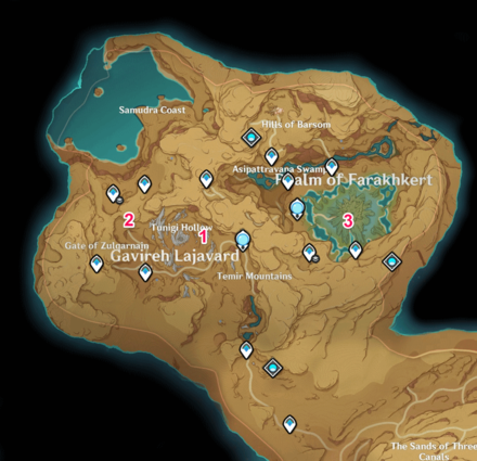 Genshin Hidden - Girdle of the Sands Waypoints map