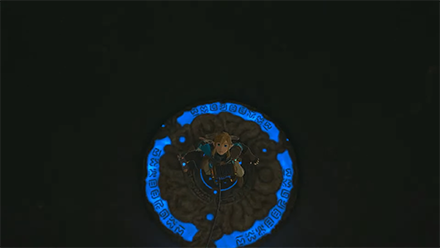 TOTK - Link still has Sheikah Slate - Sheikah text reads TRANSPORT