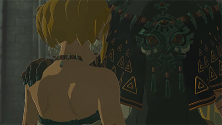 TOTK - Male Zonai appears to be speaking with Zelda in New Outfit
