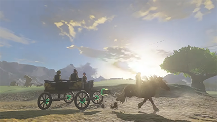 TOTK - Uber Driver Link escorting passengers on an Ultrahand Carriage