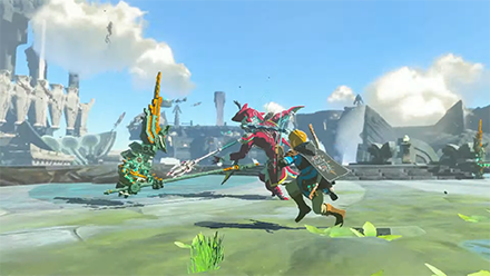 Sidon and Link fighting a Construct