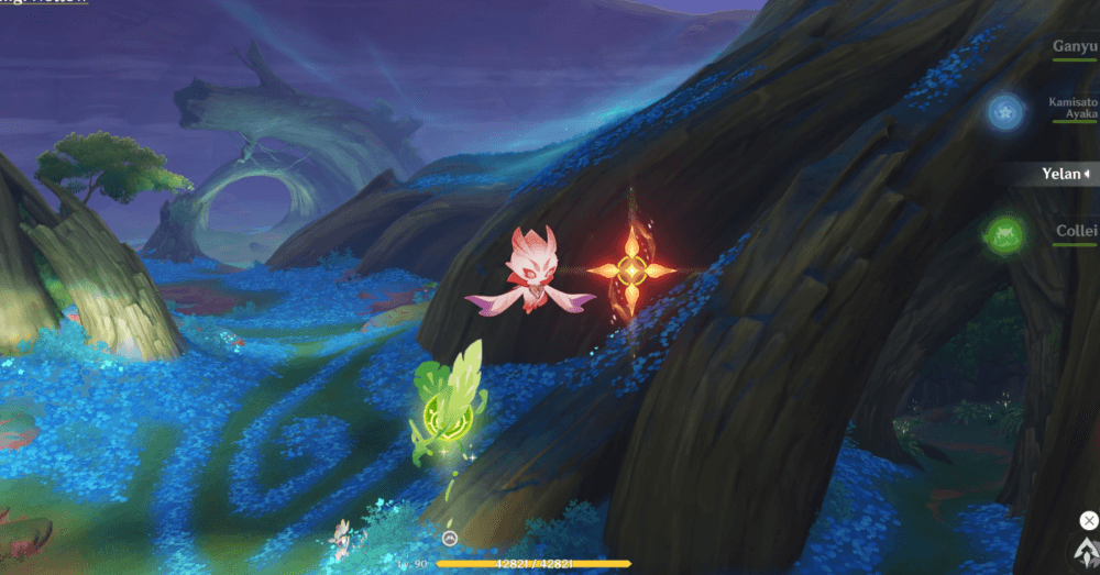 Genshin - Special Four-Leaf Sigil next to a Dendroculus