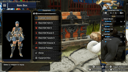 MH Rise Sunbreak - Black Belt S Armor Set