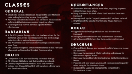 Diablo 4 - Post Open-Beta Class Changes