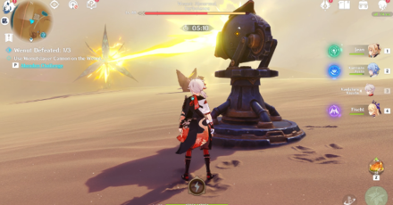 Genshin - How to Complete Fulminating Sandstorm Stage 5 - Defeat the Wenut Using the Cannon