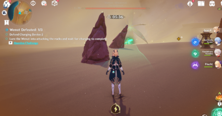 Genshin - How to Complete Fulminating Sandstorm Stage 5 - Use the Wenut Attacks to Destroy the Rocks