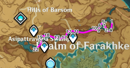 Genshin - Mourning Flower Farming Route - Asipattravana Swamp