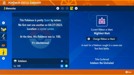 Pokemon Scarlet and Violet SV - Inteleon with Mightiest Mark