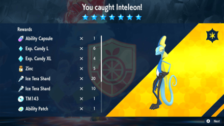 Pokemon Scarlet and Violet SV - Inteleon Raid Rewards