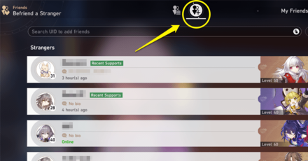 Honkai Star Rail - Add Friends Tab