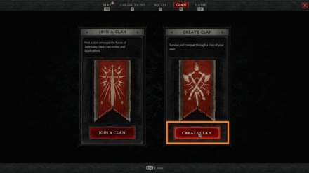 Diablo 4 - Select Create a Clan