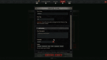Diablo 4 - Fill Up Clan Creation Fields