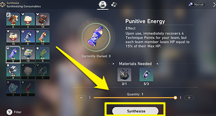 Honkai Star Rail - Hit Synthesize to Create Consumable