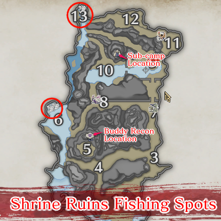 Monster Hunter Rise (MH Rise) - Shrine Ruins Fishing Spots Map