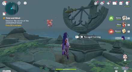 Genshin - Interact with the  Ravaged Carving