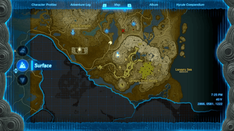 The Legend of Zelda: Breath of the Wild Lanayru Region Map Map for